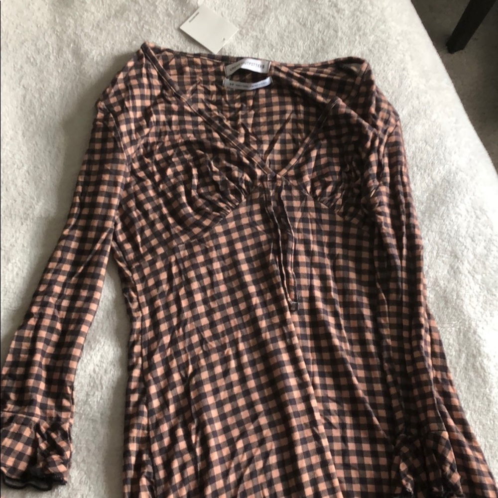 pink and black plaid mini dress